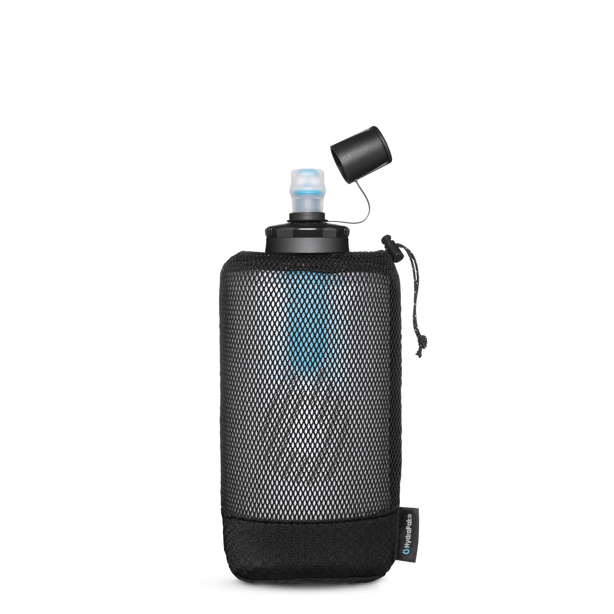 HydraPak PackFlask Plus 750 ml in its black mesh harness pouch